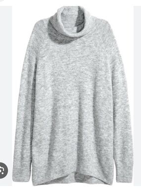 H&M Slouchy Oversized Turtleneck Sweater Grey